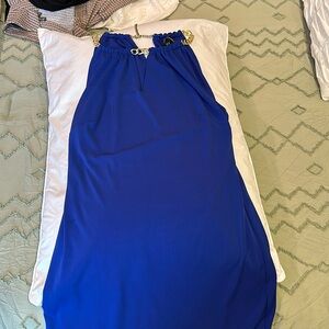 Cute blue dress sz small with gold chains